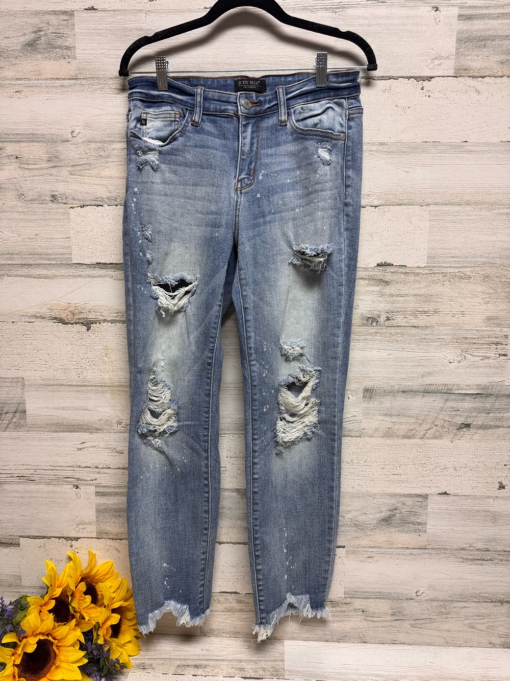 Judy Blue Light Blue Distressed Boyfriend Jeans